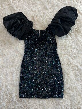 BLITHE Black Sequin Mini Dress